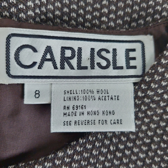 Carlisle Vintage Wool Pencil Dress Brown Tweed Size 8 Knee Length Sleeveless - Picture 2 of 7